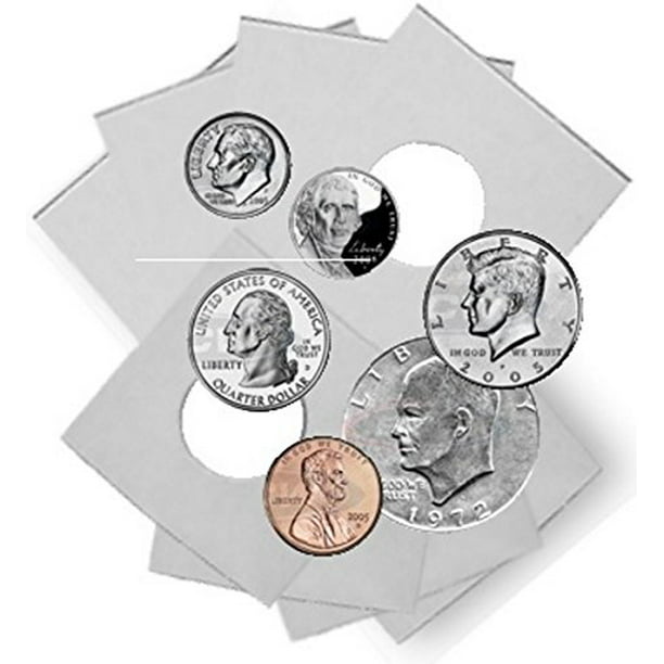 Dime Size 2x2 Mylar Cardboard Coin Flips for Storage10 Cent Paper Holder 25